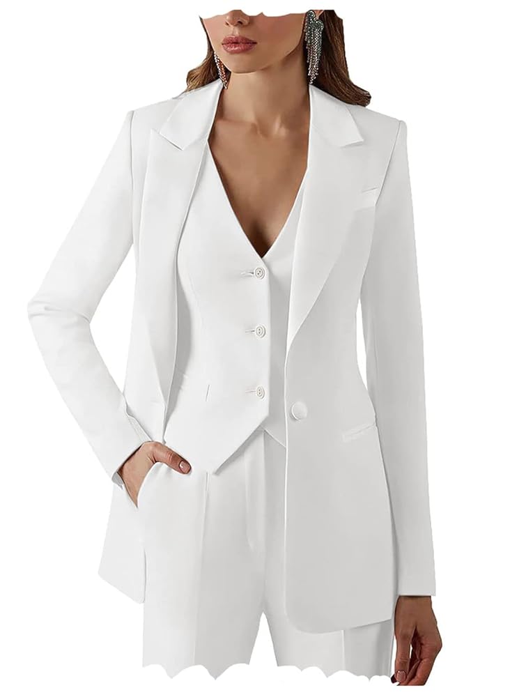 Business Women's Suits Formal Slim Fit 3 Piece Long Sleeve